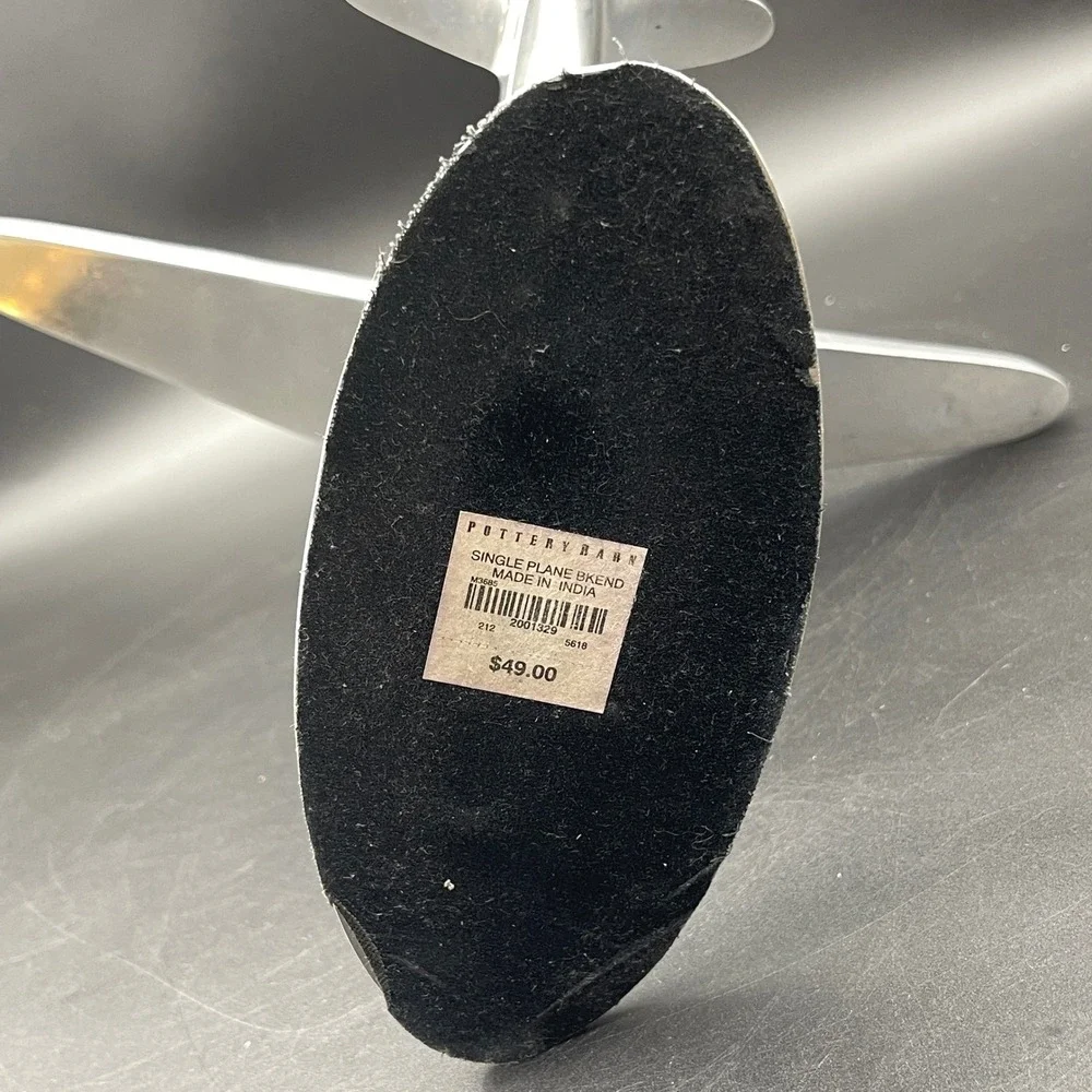 Pottery Barn Silver Aluminum Airplane Bookend Aviation Decor Sculpture